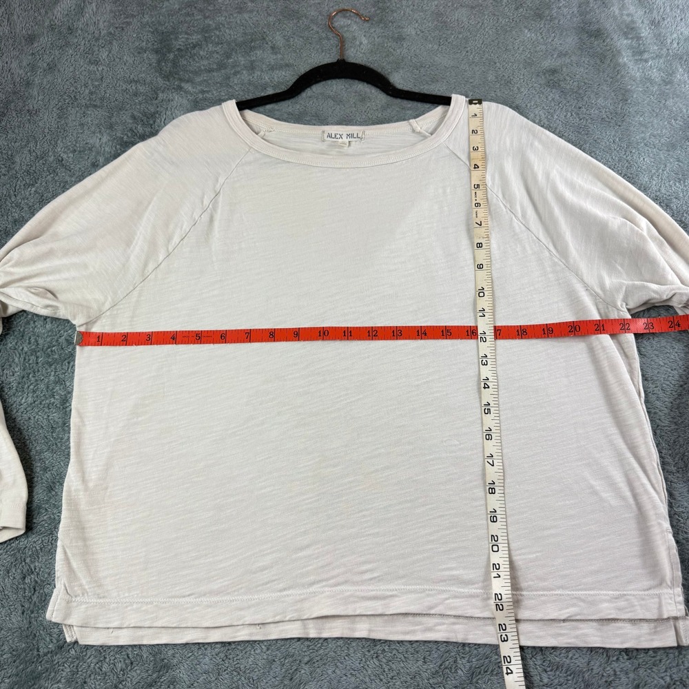 Alex Mill Womens Slub Jersey Long Sleeve Raglan Tee Oatmeal Beige Size M - Picture 2 of 11